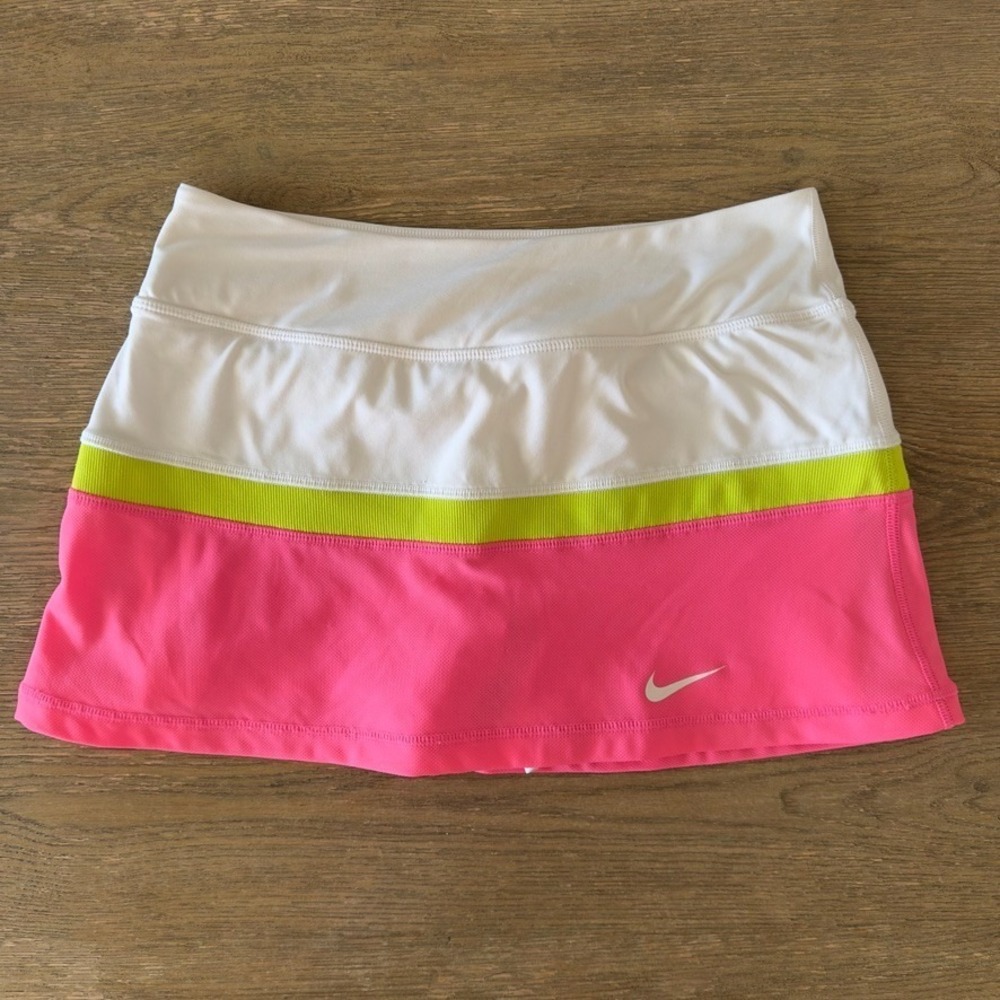 Nike Court Skort-Colorblock Neon Tennis Pickleball Skirt-Dri Fit-Sml-Lined Short